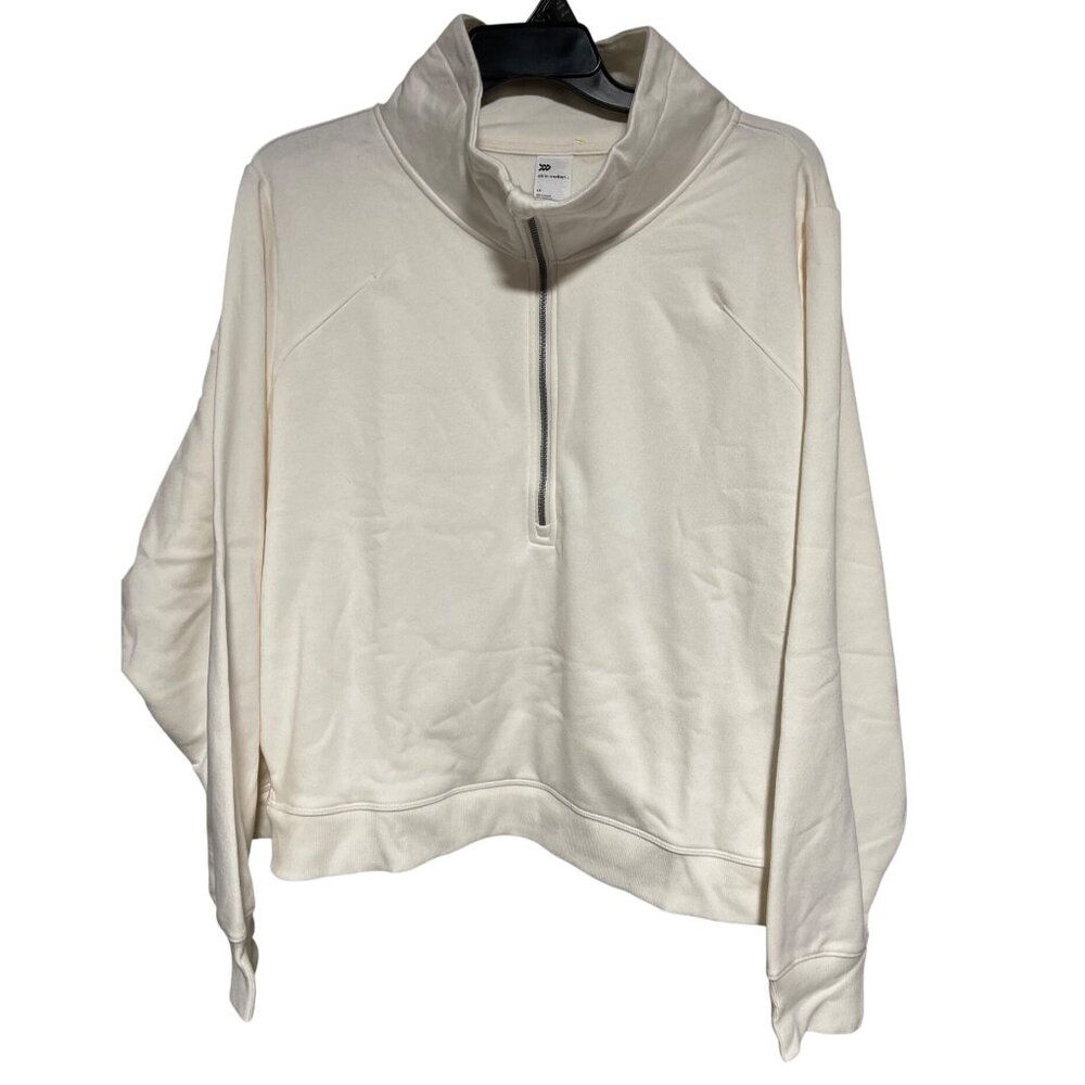All In Motion Core Fleece Womens 1/2 Zip Pullover 4X Cream Long Sleeve
